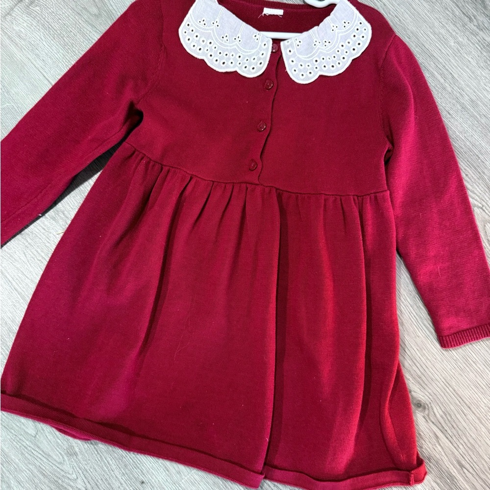 Red Girl Dress with White Collar